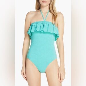 NEW! J.Crew Gingham Ruffle Bandeau One-piece Swimsuit